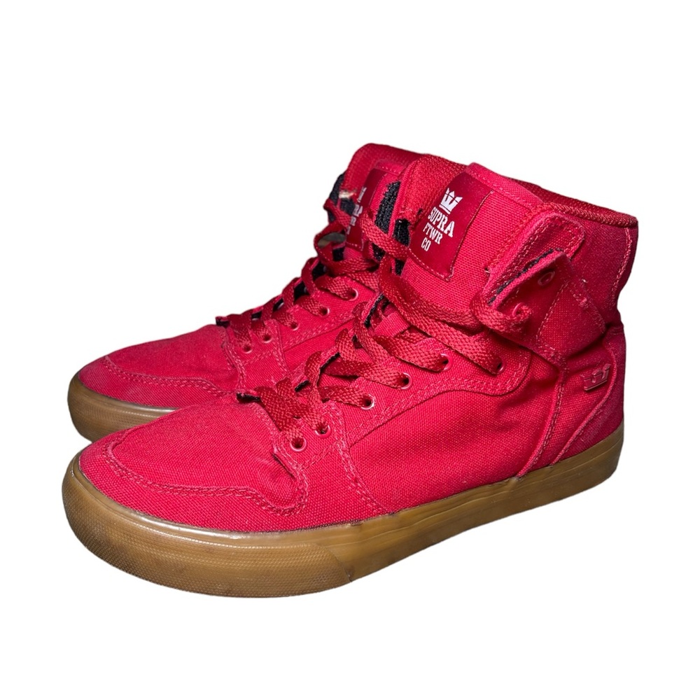 Supra vaider red Hightop lace up sneakers youth size 5